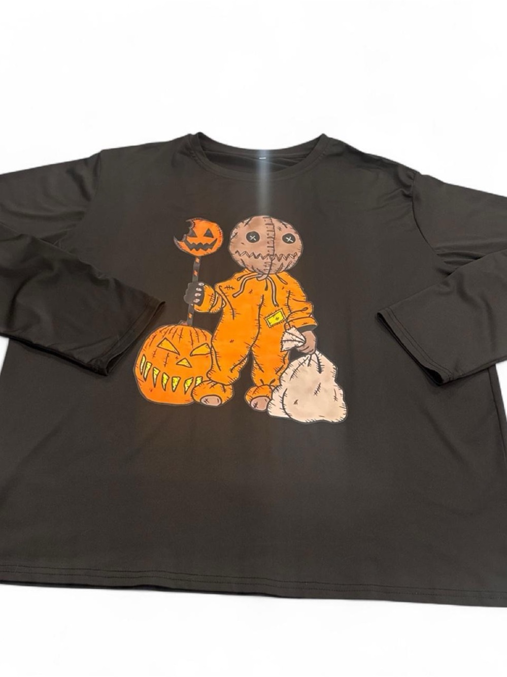 Sam from Trick R Treat Character Long Sleeve Tee - Black/Orange